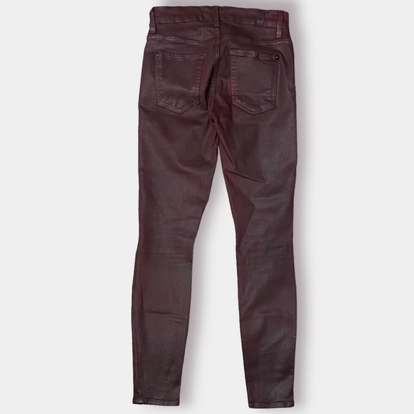 7 for All Mankind Coated Burgundy  Skinny Jeans Denim Size 24 - Picture 4 of 10